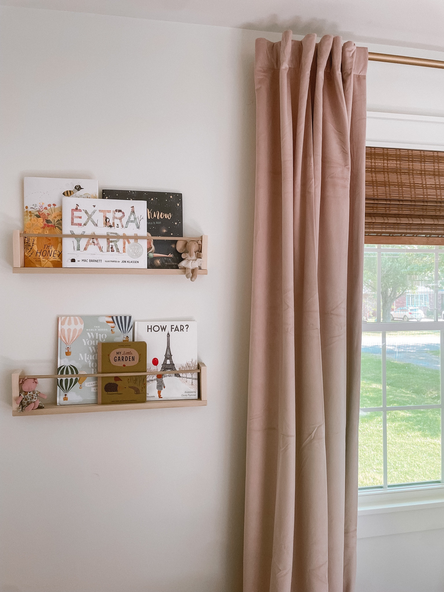 baby girl nursery decor. pink velvet curtains + bookshelf 🌸

#LTKhome #LTKbump #LTKbaby