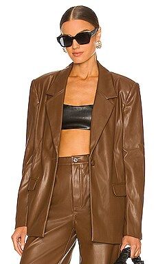 WeWoreWhat Vegan Leather Blazer in Cocoa Brown from Revolve.com | Revolve Clothing (Global)