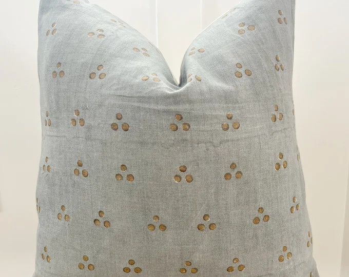 Pillow Cover “Lize” grey blue and copper dot high end pillow designer pillow accent pillows t... | Etsy (US)