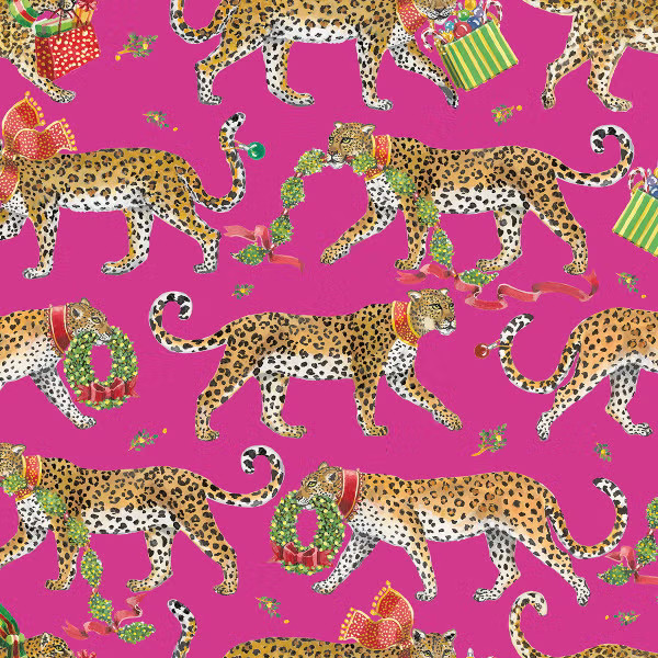 Caspari Pink Leopards Wrapping Paper | The Container Store