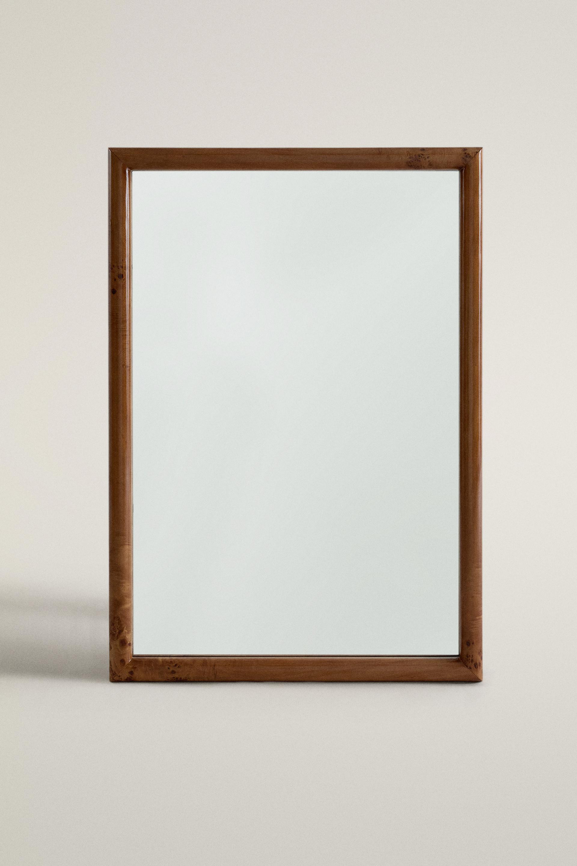POPLAR WOOD WALL MIRROR - Brown - 39.4 x 27.6 x 1.6 " | Zara US