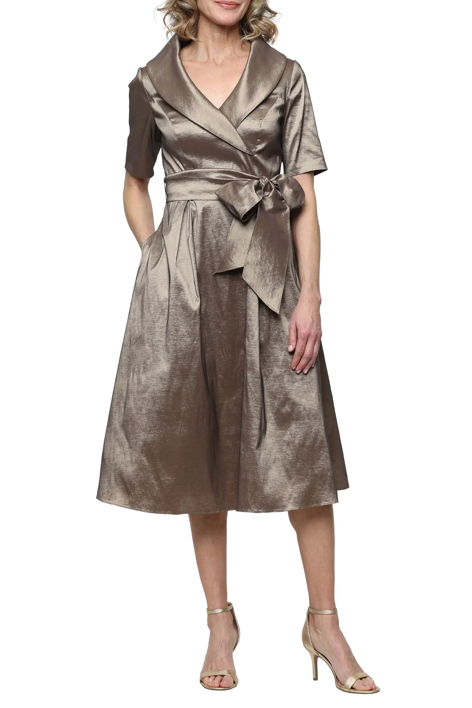 Alex Evenings Stretch Taffeta Faux Wrap Midi Cocktail Dress (Women) | Nordstrom | Nordstrom