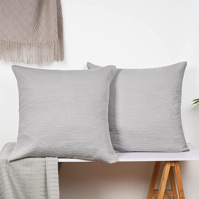 PHF 100% Cotton Jacquard Euro Sham, 26" x 26", Set of 2, Home Decorative Euro Throw Pillow Covers... | Amazon (US)