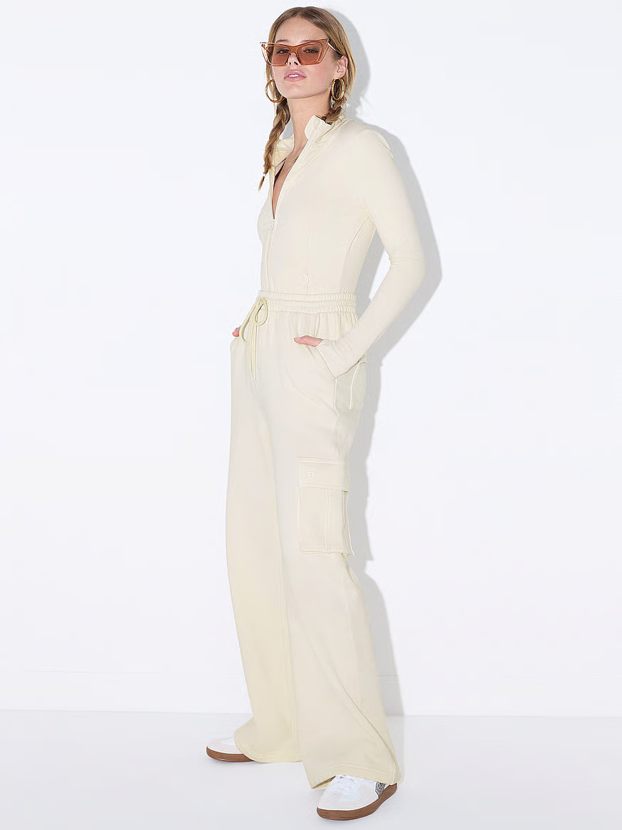 Buy Ivy Fleece Wide-Leg Cargo Sweatpants , Medium Heather Grey - Order Bottoms online - PINK US | Victoria's Secret (US / CA )