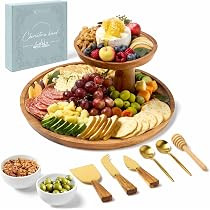 Charcuterie Board Set - Round Acacia Cheese Board Tiered Tray Stand with Accessories - House Warming Gifts for New Home, Bridal Shower & Wedding Gift, Birthday Gifts for Women | Amazon (US)