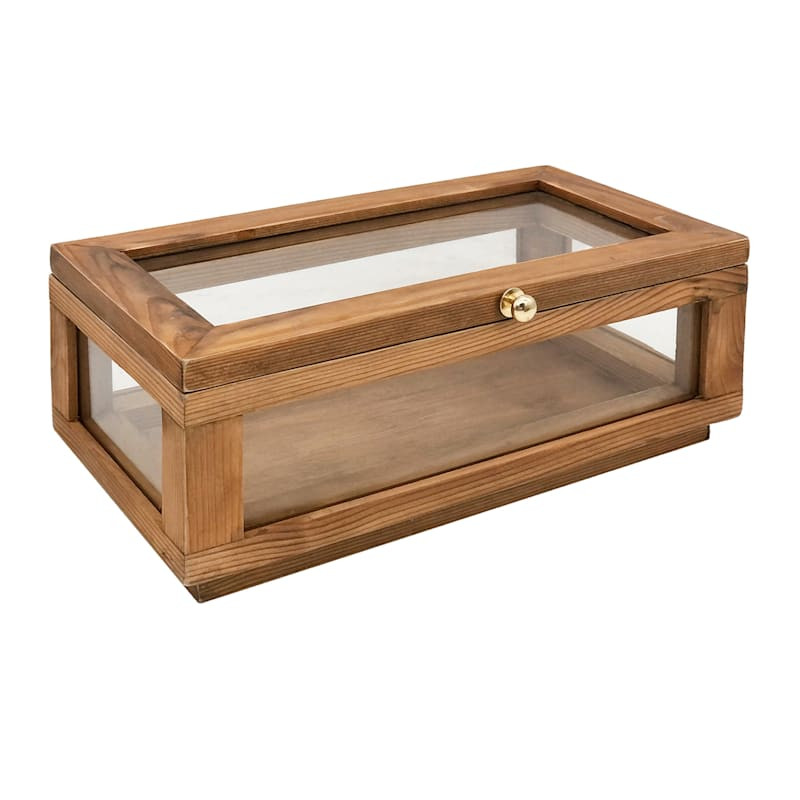 Brown Wood Glass Box, 11x6 | At Home