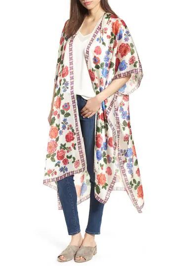 Women's Echo Floral Maxi Ruana, Size One Size - Ivory | Nordstrom