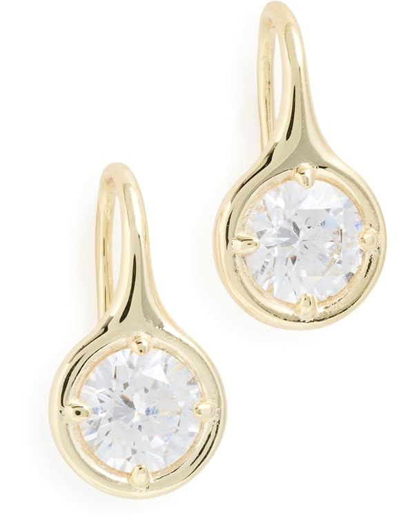 By Adina Eden Women's Rounded Bezel Fish Hook Huggie Earrings | Amazon (US)
