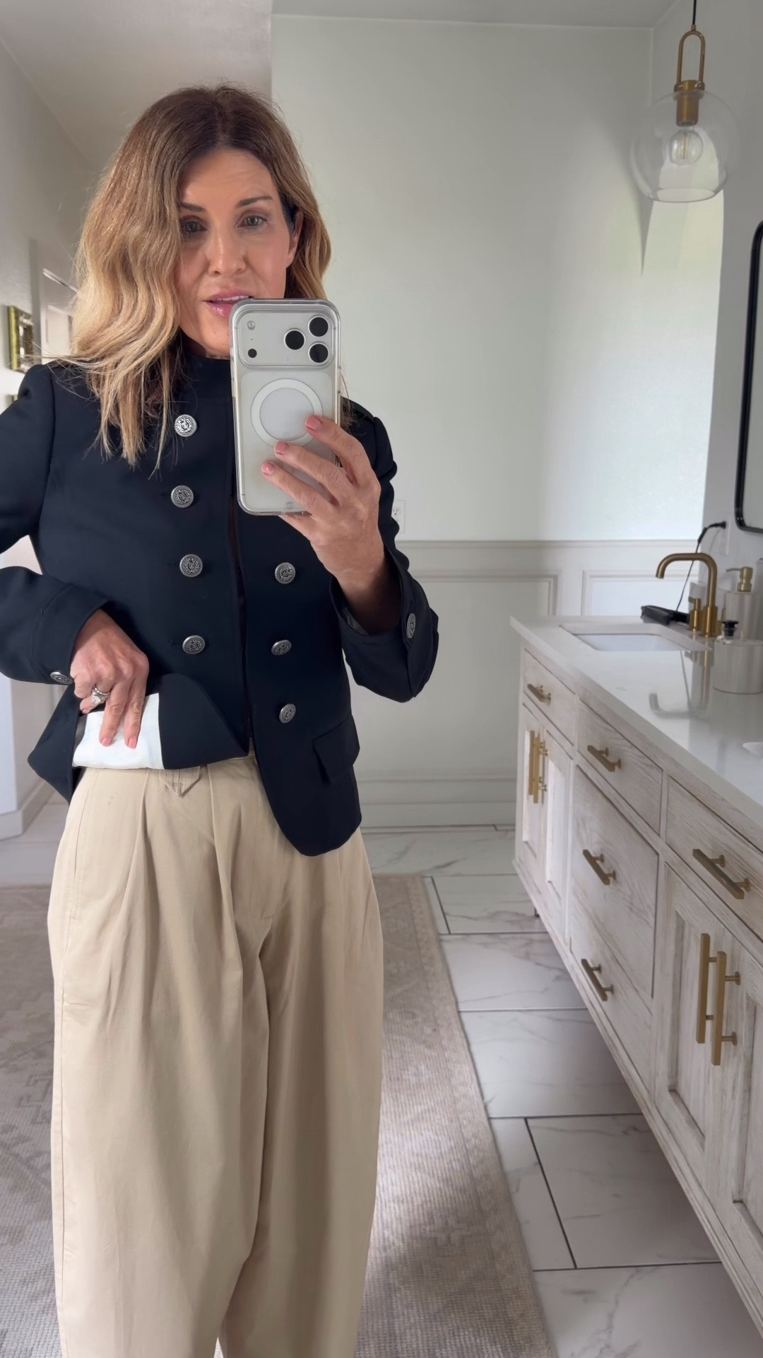 Wearing a small in pants and a medium jacket

#LTKOver40