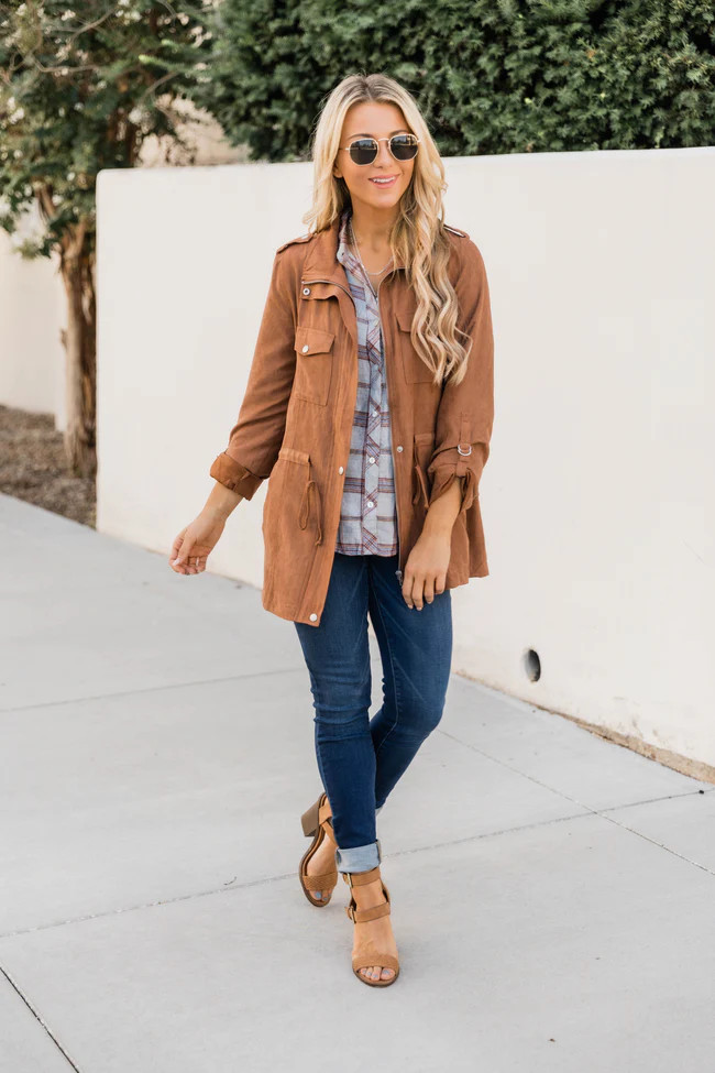 An Old Flame Cargo Tan Jacket | The Pink Lily Boutique