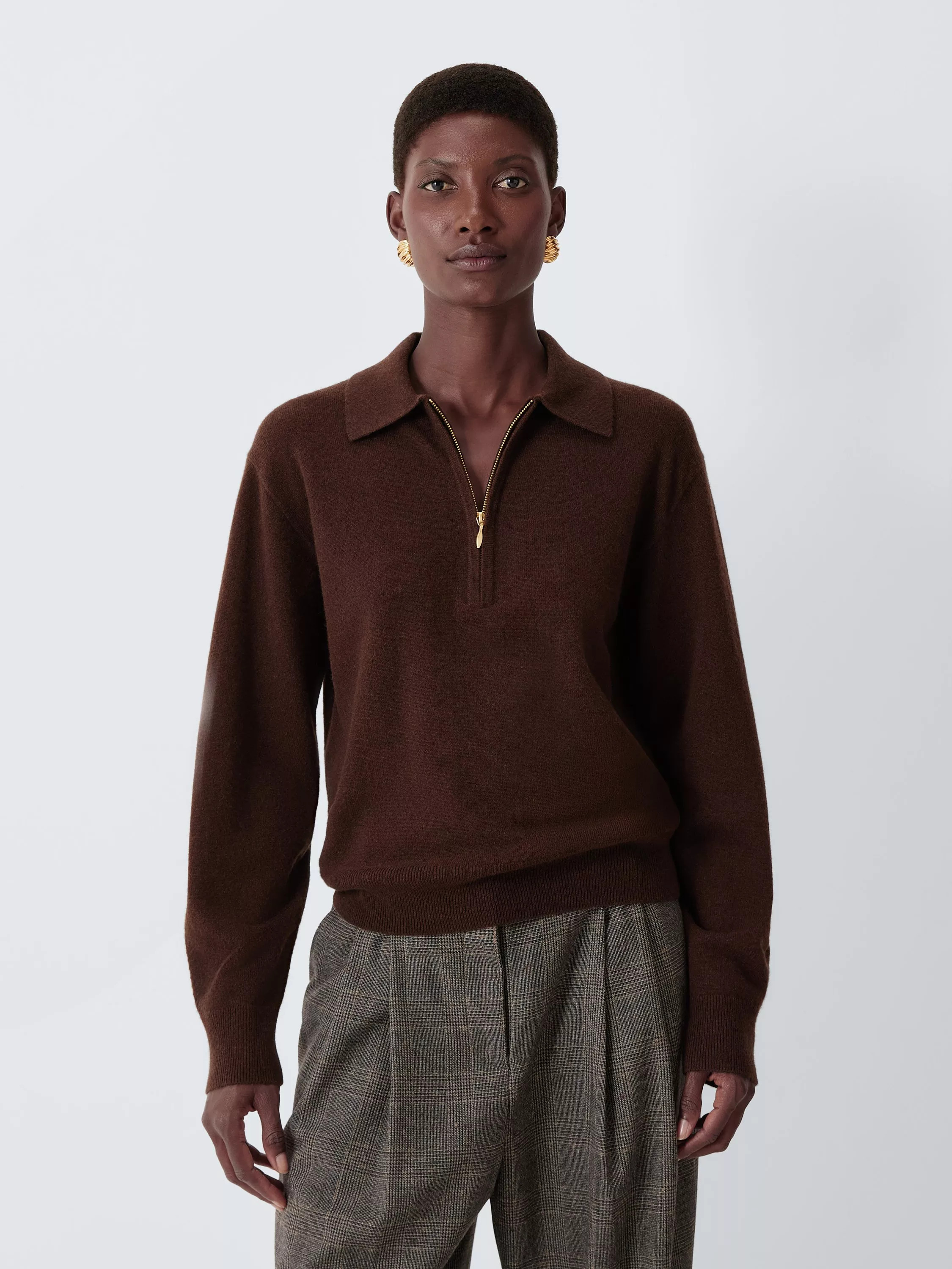 John Lewis Cashmere Zip Neck Collar Jumper | John Lewis (UK)