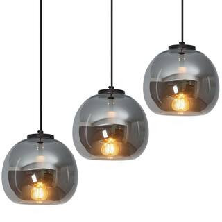 Home Lighting ‎60-Watts 1 Light 7.87 in. Mirror Smoke Gray Glass Pendant Light for Bedroom, No Bulbs Included, 3-Pack | The Home Depot