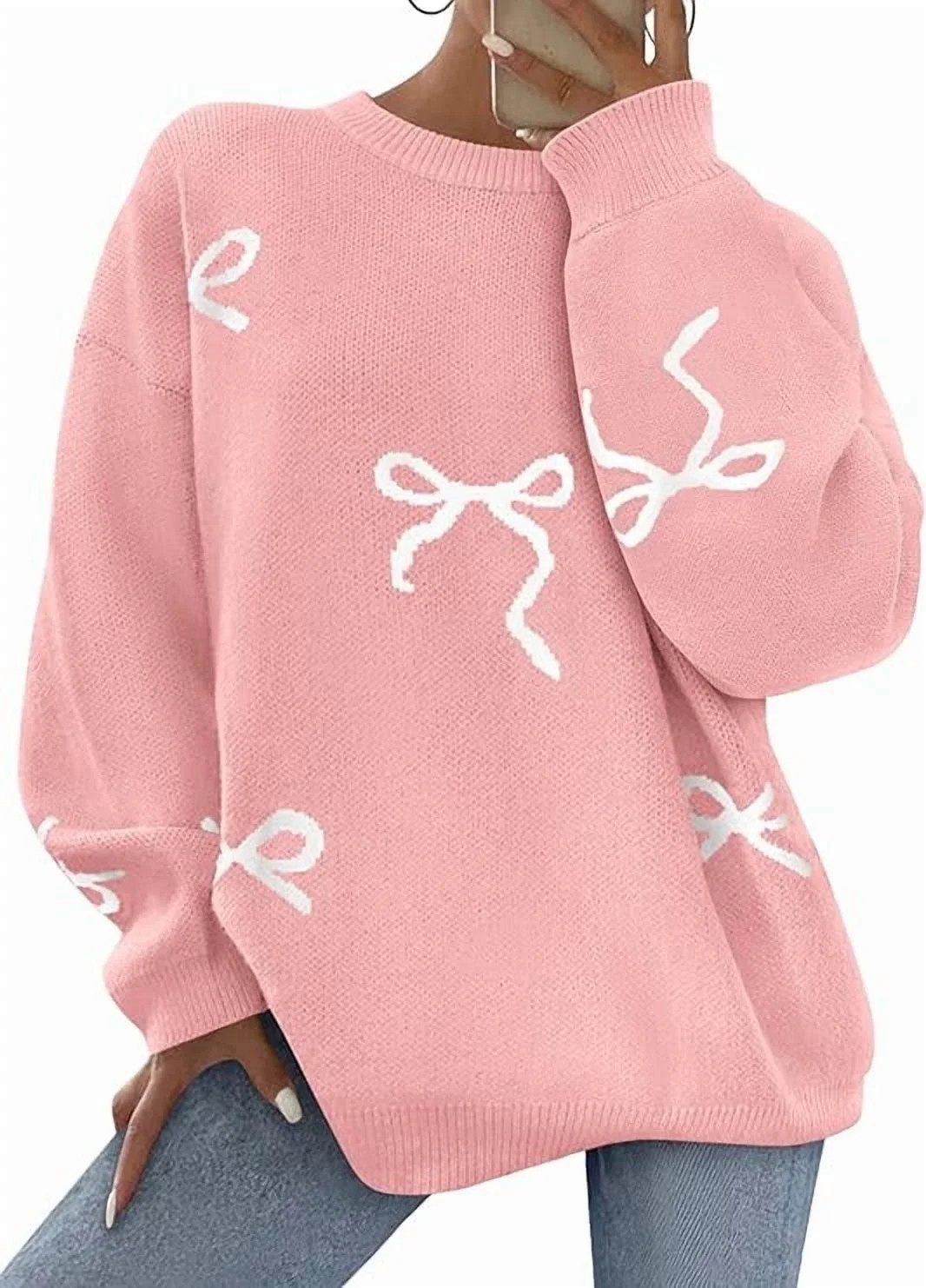 PRETTYGARDEN Fall Long Sleeve Pullover Sweaters for Women Trendy Crewneck Casual Cute Bow Chunky ... | Walmart (US)