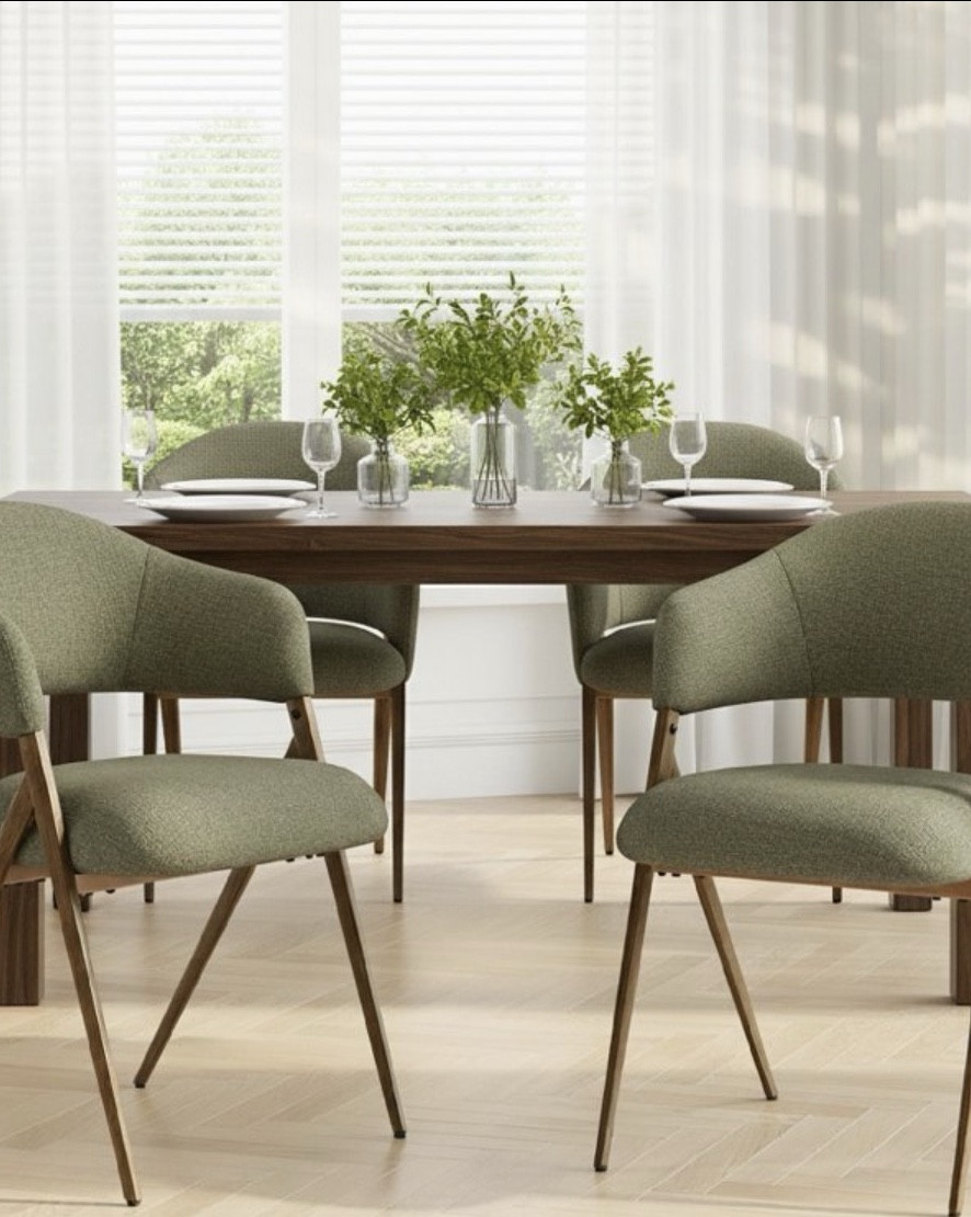 mossy green dining chairs 

