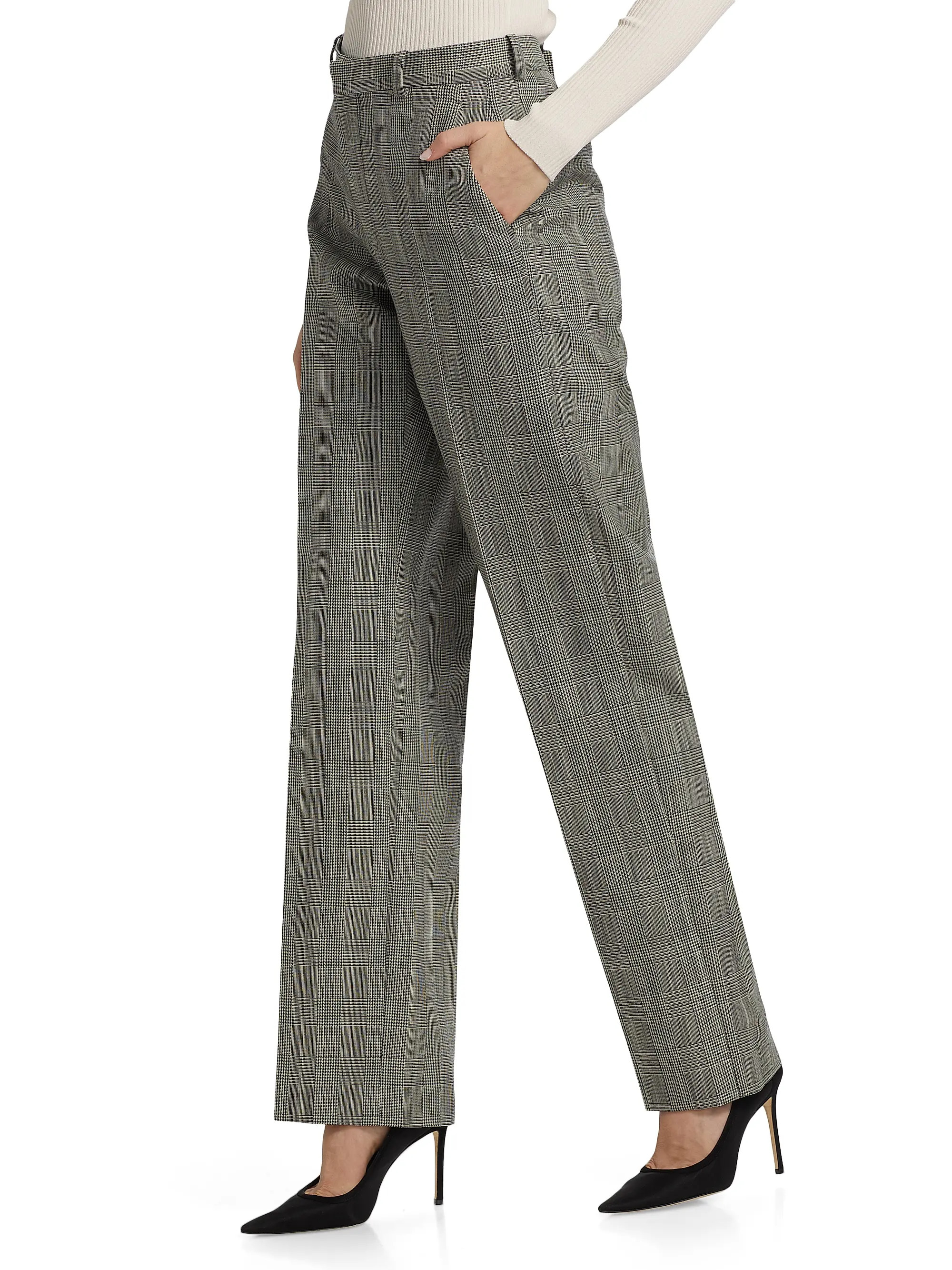Glen Check Straight-Leg Trousers | Saks Fifth Avenue