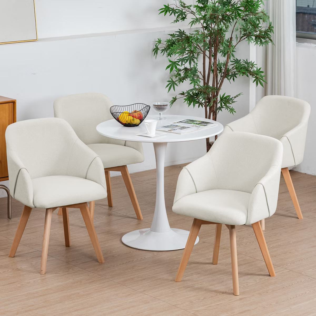 Bekrvio Swivel Dining Chairs with Arm Set of 4 - Modern Linen Upholstered Accent Desk Chairs with... | Target