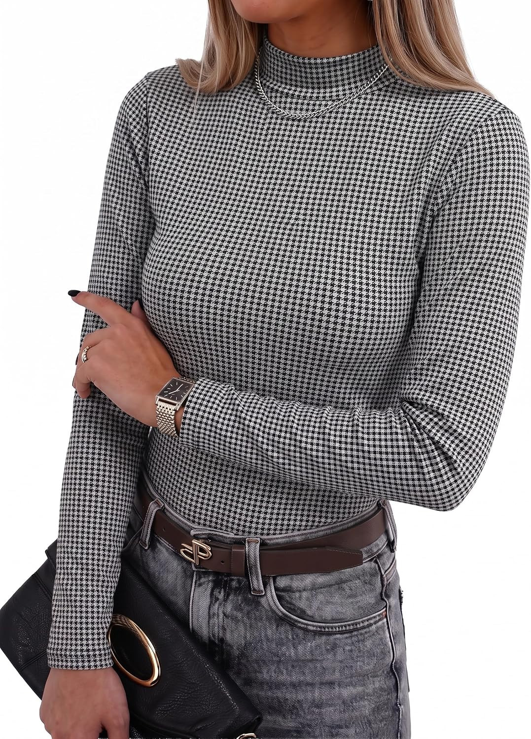 ONLYSTORY Womens Long Sleeve Thermal Shirt Mock Neck Top Basic Tee | Amazon (US)