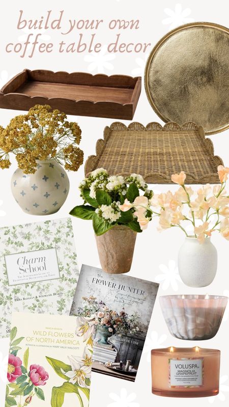 Build your own coffee table decor! 

Tray florals plant book candle THEBLOOMINGNEST 

#LTKfindsunder50 #LTKhome #LTKSeasonal