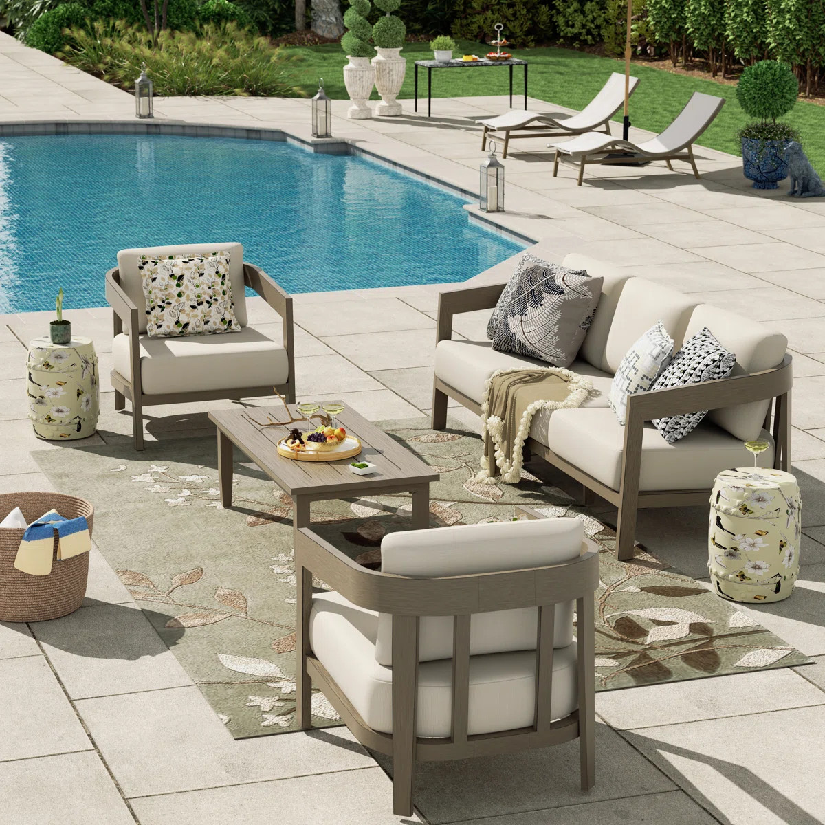 Harmonti Patio 4 Pieces Aluminum Conversation Set With Cushions | Wayfair North America