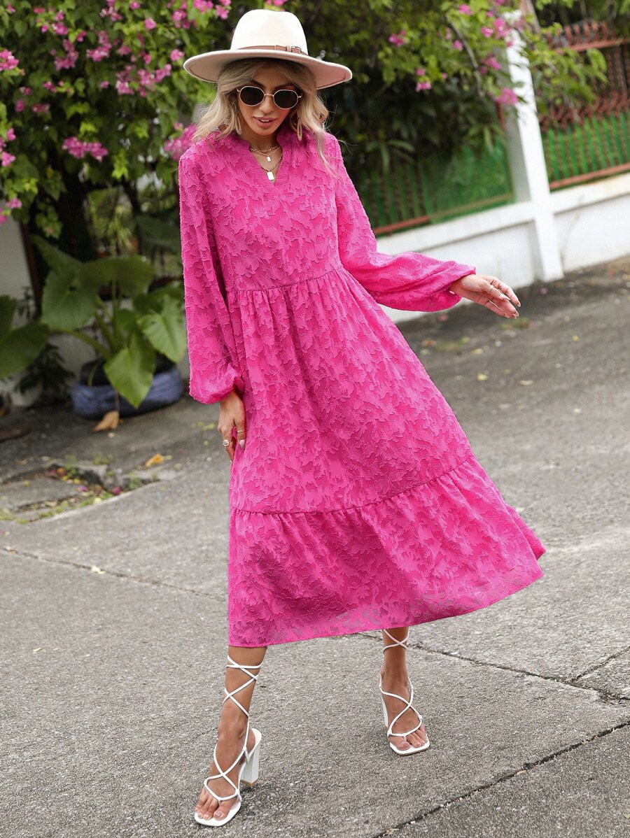 HomeWomen ClothingWomen DressesEMERY ROSE Notched Neck Ruffle Hem Smock Dress | SHEIN