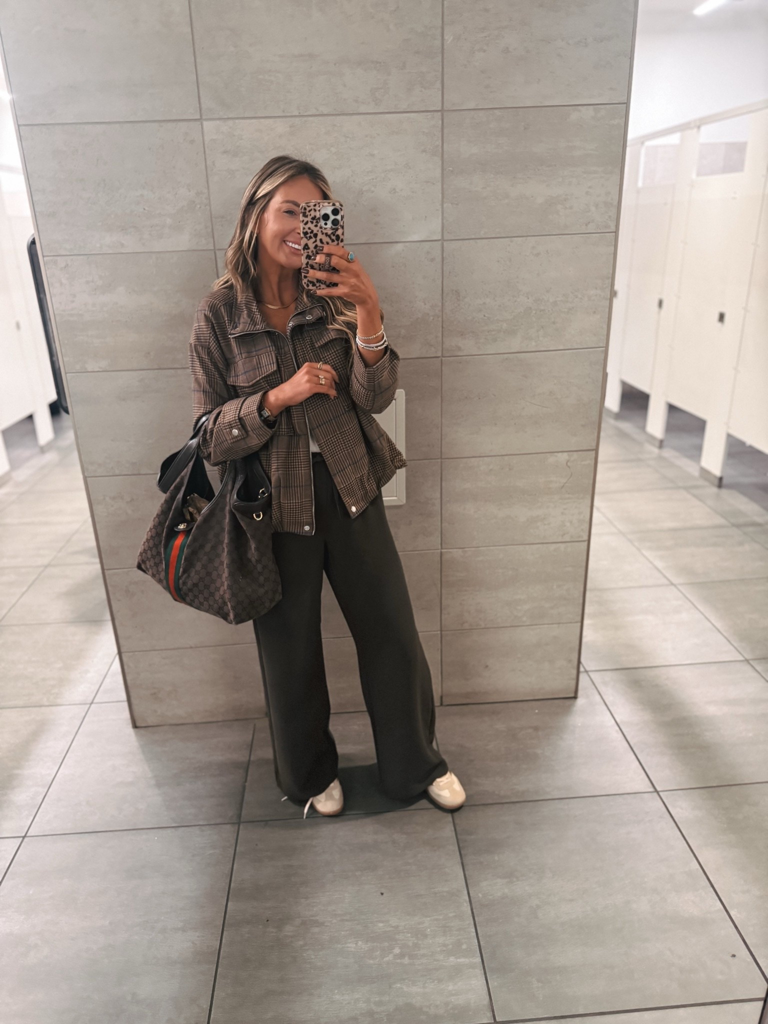 My travel outfit heading to Arizona for a work trip! Of course wearing the antiwrinkle pants that truly do not wrinkle even after a full day of travel. And the target plaid jacket I can’t stop wearing! 

I wear a small tall in the pants 
Medium in the jacket