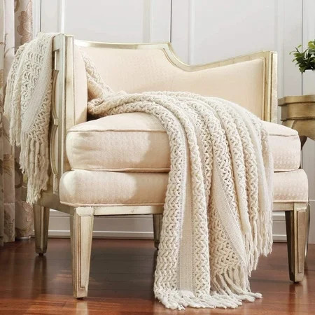 CREVENT Home Decor Rustic Couch Sofa Chair Bed Throw Blanket, Soft Warm Cozy Light Weight for Travelling (50''X60'' Beige / Ivory) | Walmart (US)