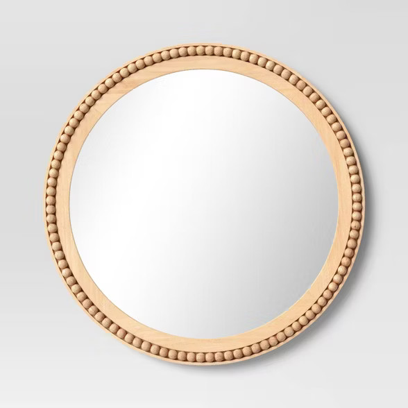 28" Dia Round Wooden Beaded Wall Mirror Natural - Threshold™ | Target