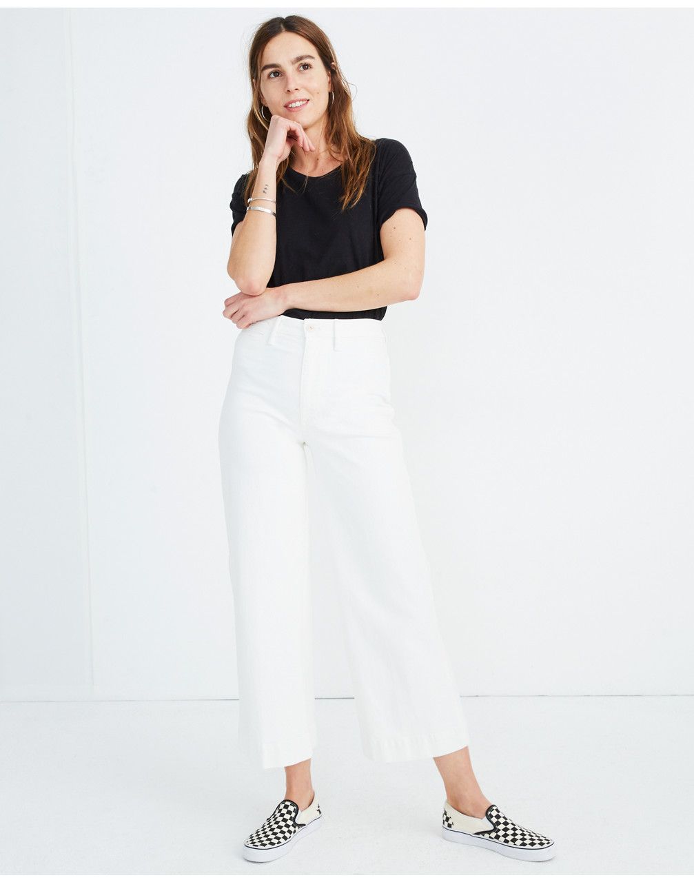 Emmett Wide-Leg Crop Jeans in Tile White | Madewell