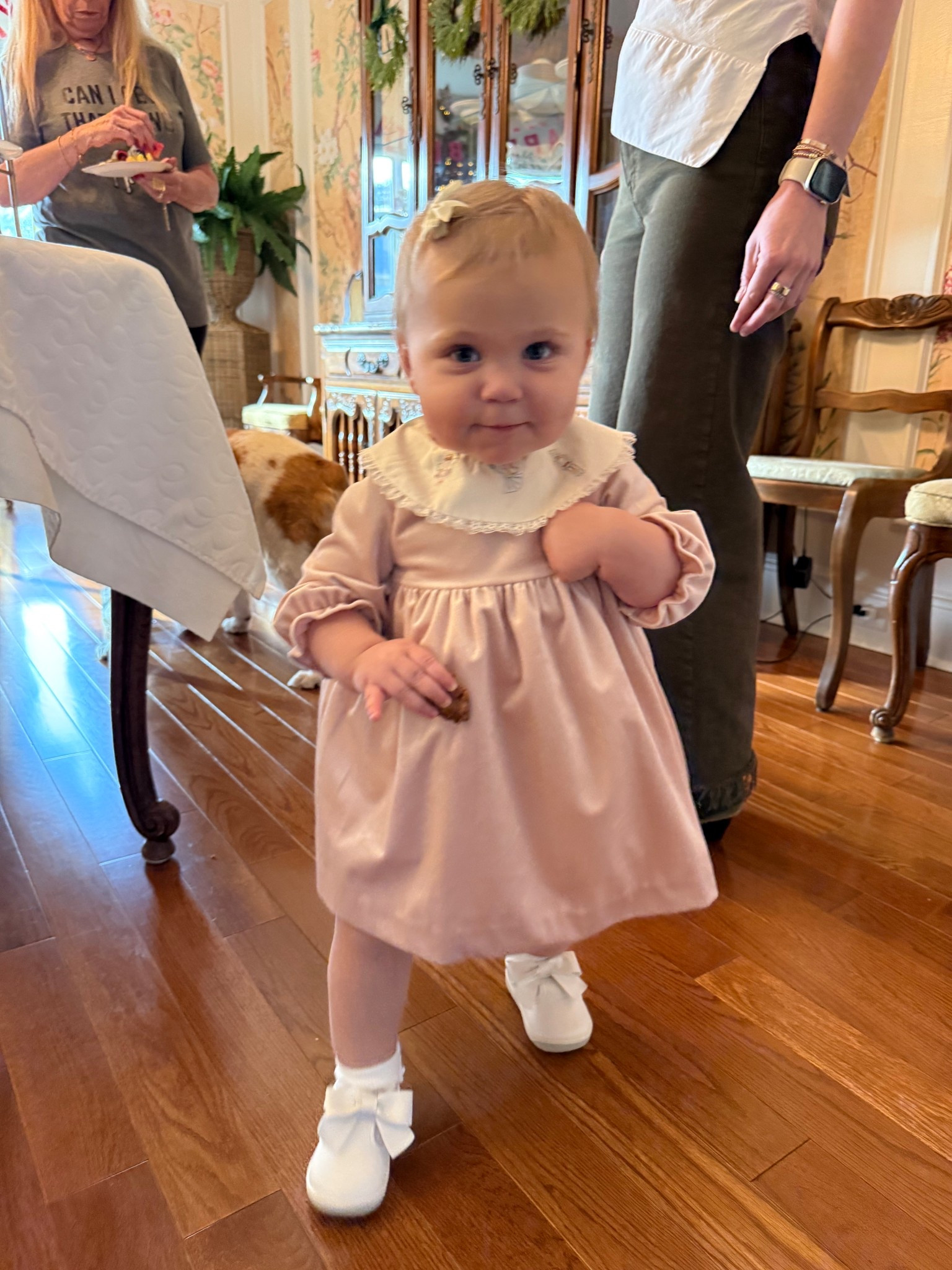 The sweetest party dress for her first birthday 🤍🩰
This blush pink velvet dress was absolute perfection for a Sugar Plum Fairy–inspired celebration. The soft velvet fabric feels timeless and classic, and the delicate white collar with nutcrackers stitching gives it such an heirloom look.

What made me love it even more was how beautifully it nodded to the Nutcracker theme elegant, traditional, and made for a winter celebration. Paired with white bow shoes, it was the prettiest first birthday outfit and one I’ll treasure forever.

Perfect for:
	•	First birthdays
	•	Holiday parties
	•	Special family celebrations
	•	Photos you’ll keep forever 

#LTKHoliday #LTKFindsUnder50 #LTKBaby