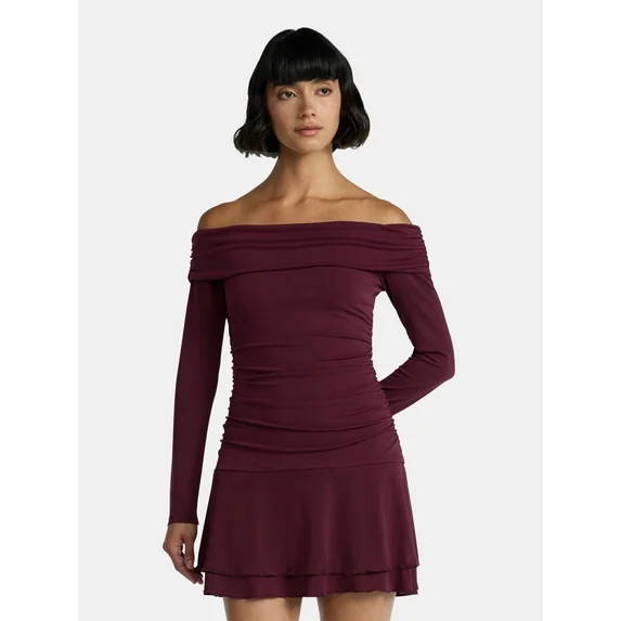 Madden NYC Women’s Drop Waist Dress with Long Sleeves, Sizes XXS-XXL | Walmart (US)