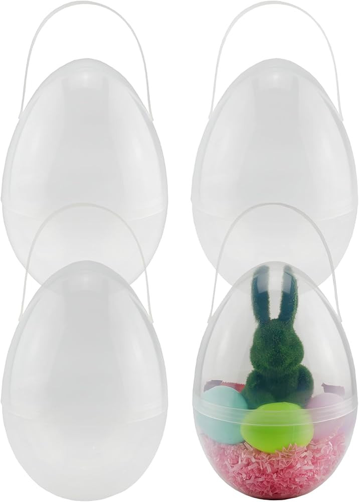 Cornucopia Brands Jumbo Plastic Easter Eggs (4-Pack, 10-Inch); Giant Clear Egg-Shaped Buckets w/H... | Amazon (US)