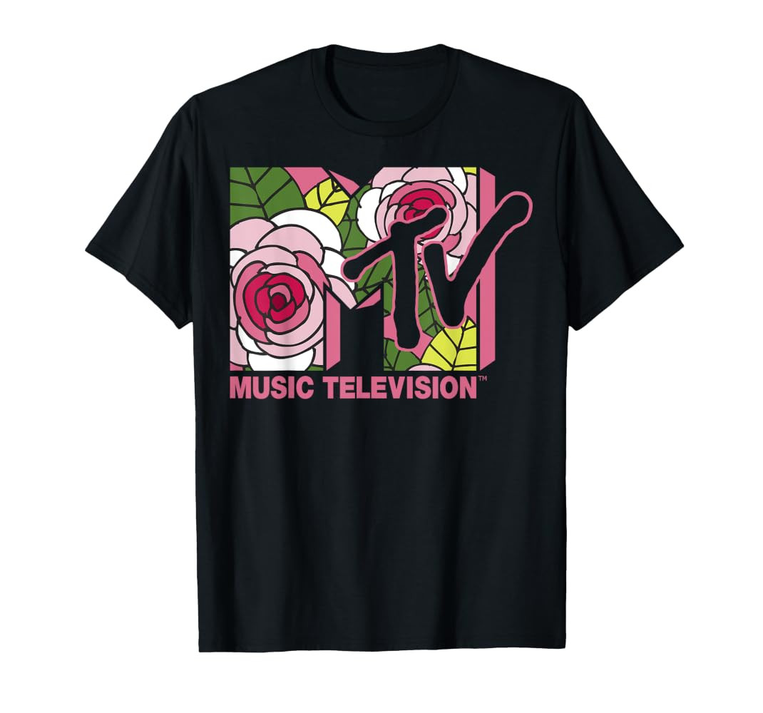 MTV Floral Roses Music Television Logo T-Shirt | Amazon (US)