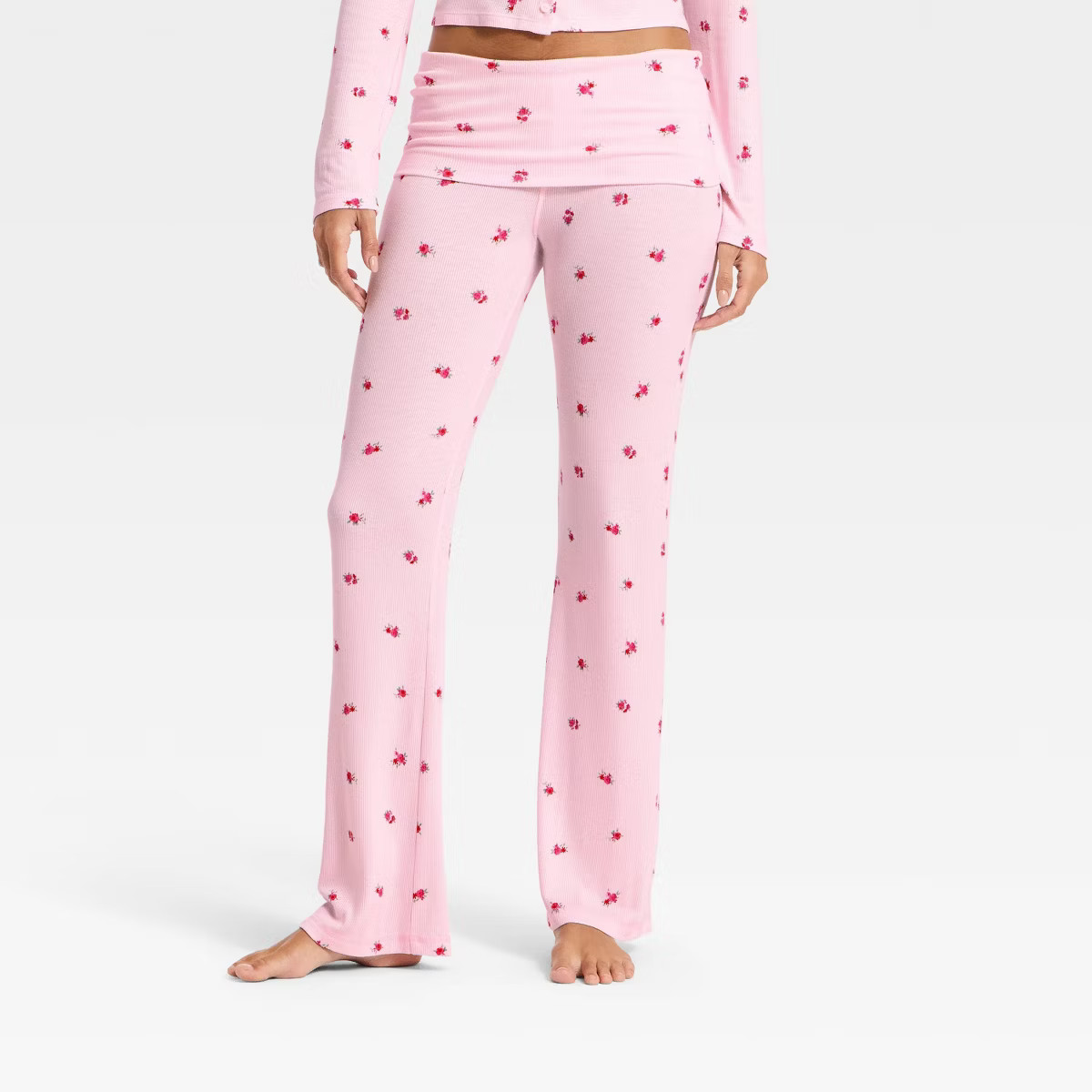 Women's Ribbed Fold Over Waistband Pajama Pants - Wild Fable™ | Target
