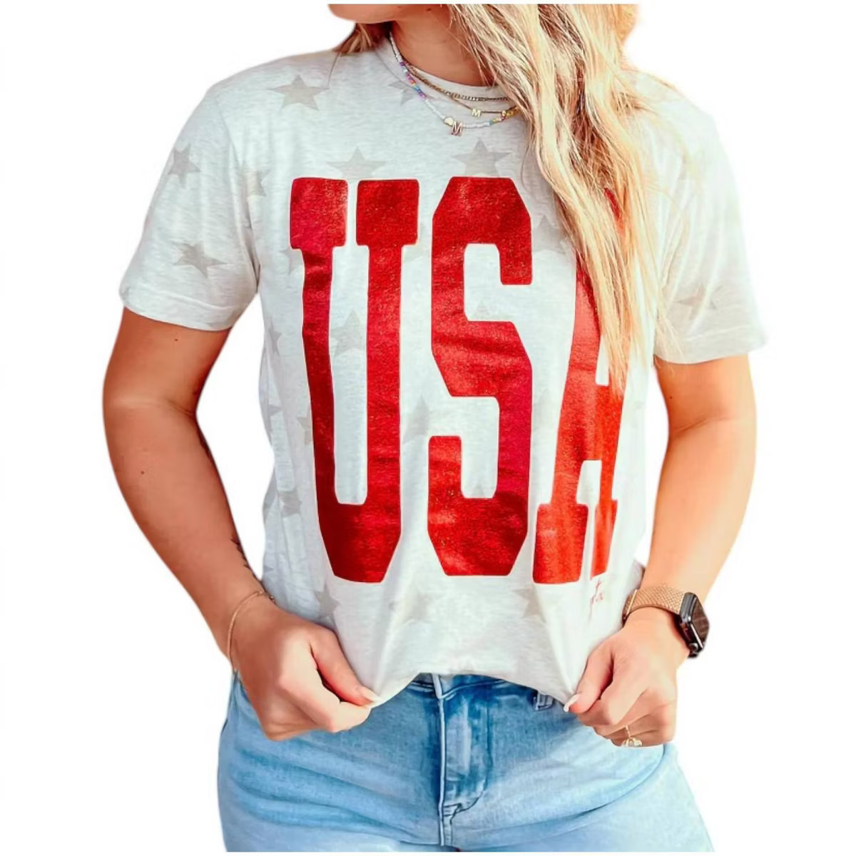Women's USA Glitter T-Shirt - Prickly Pear TX | Target