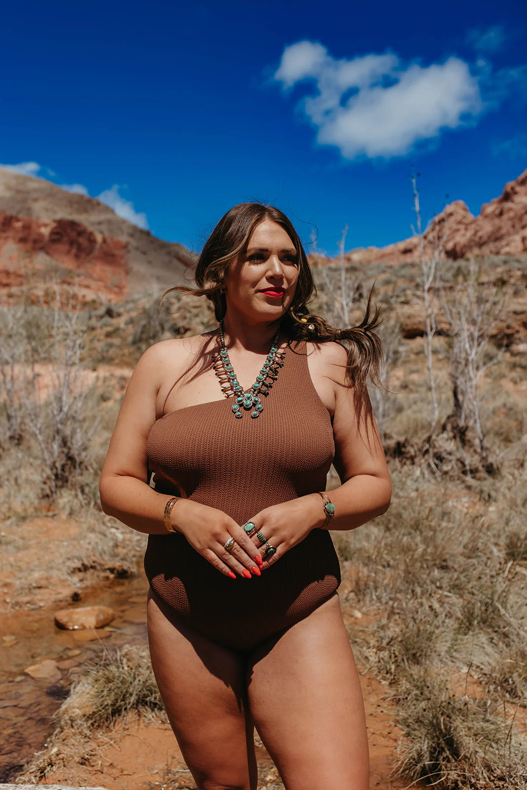 DESERT SCRUNCH ONE SHOULDER ONE PIECE BY SARAH TRIPP X PINK DESERT | Pink Desert