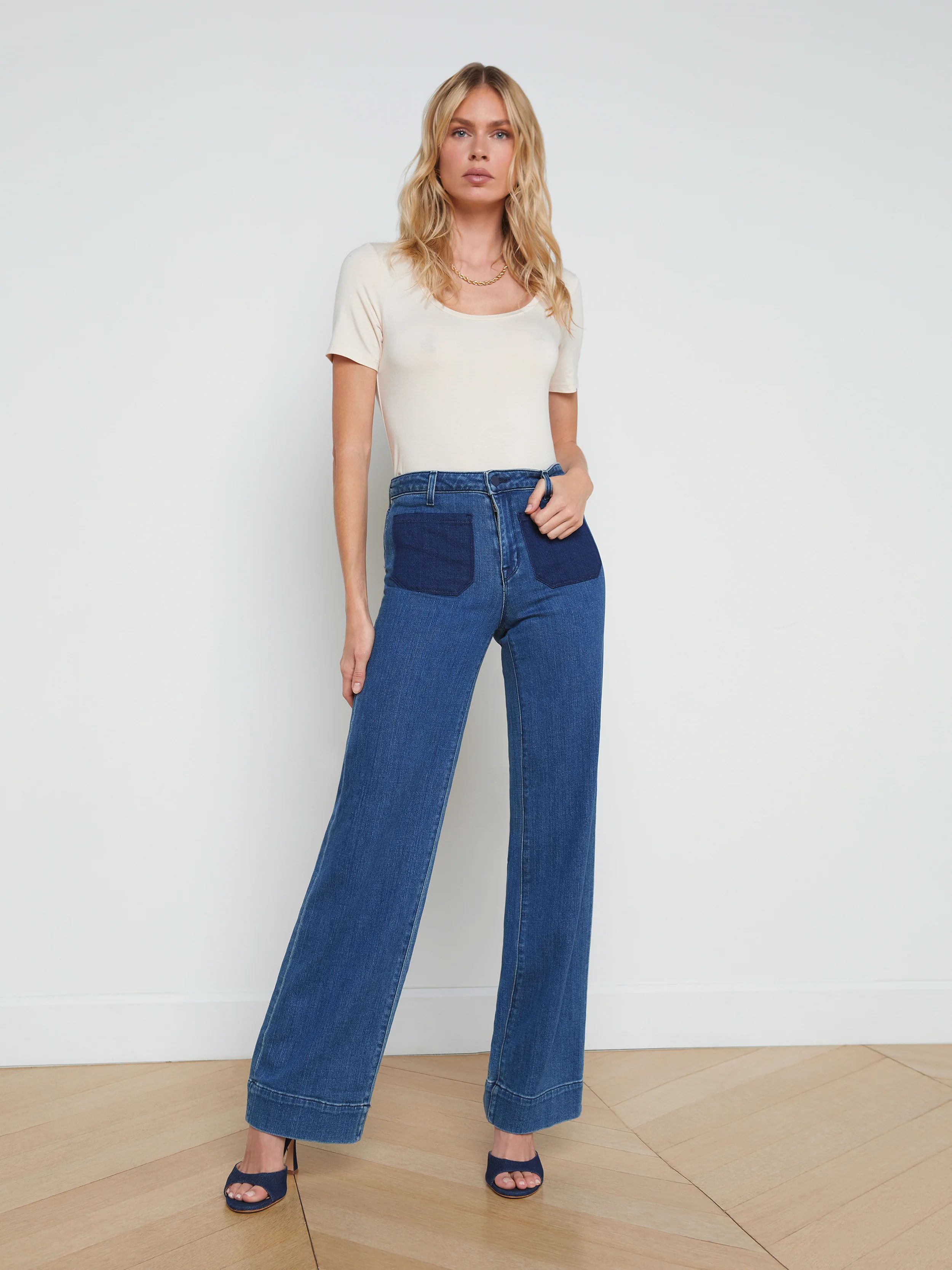 L'AGENCE - Nolan High-Rise Wide-Leg Patch Pocket Jean in Dorsey | L'Agence