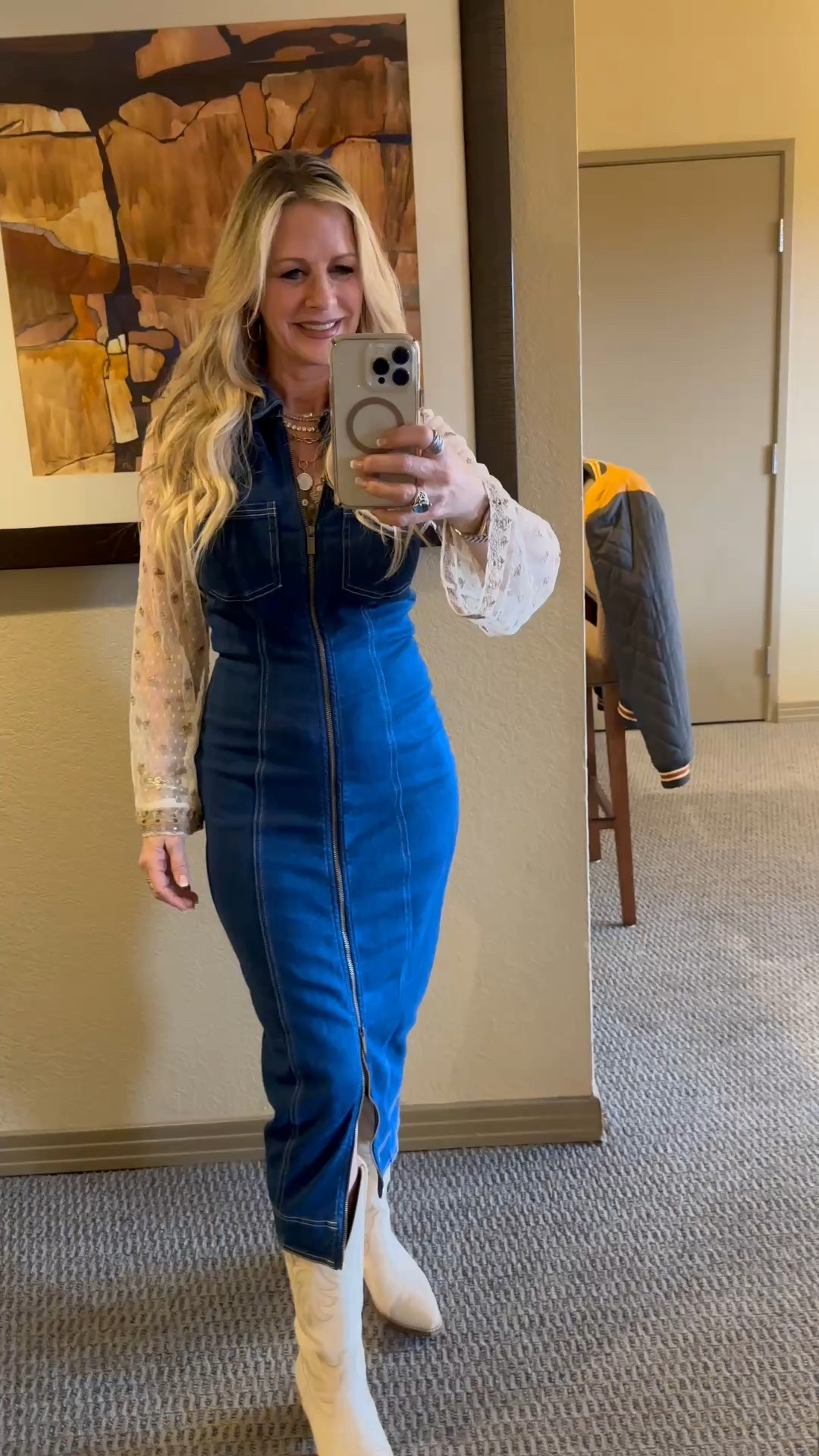 Layering a sheer top underneath a sleeveless dress can really change the overall look 😊😍

Red Carpet of Life, LTK over 50, Tiiu Loigu, denim dress, boots, western chic

#LTKStyleTip #LTKOver40 #LTKFestival