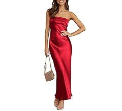 ANRABESS Women Summer Satin Strapless Formal Dress Sexy Backless Bodycon Wedding Cocktail Party M... | Amazon (US)