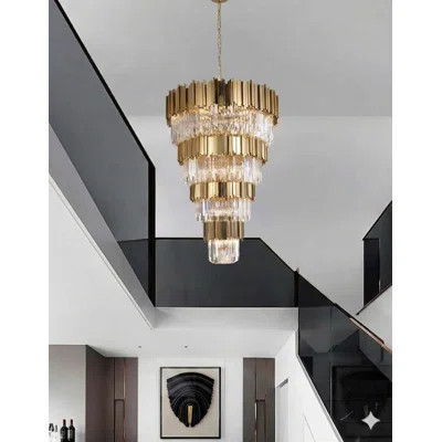 Shapiro 42-Light 4-Tier Gold Chandelier with Clear Crystal Accents | Wayfair North America