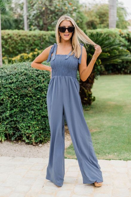 Chasing Beauty Dusty Blue Jumpsuit SALE | The Pink Lily Boutique