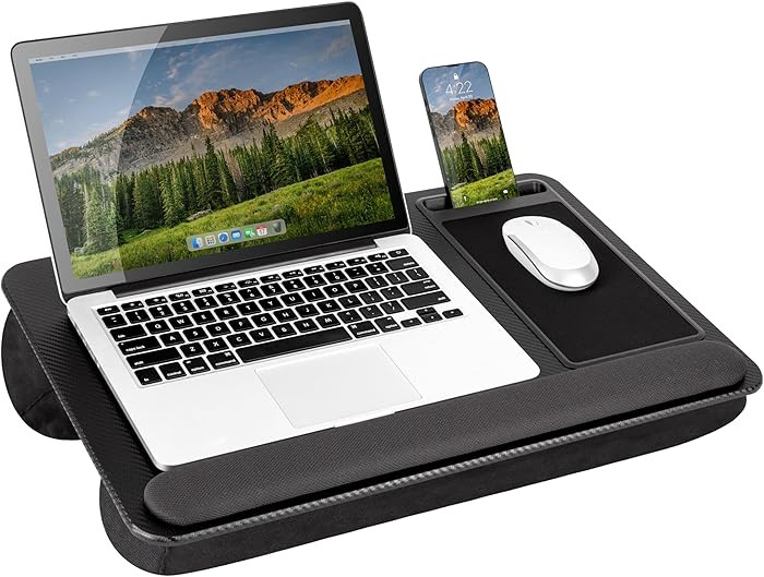 LAPGEAR Home Office Pro Lap Desk with Wrist Rest, Mouse Pad, and Phone Holder - Black Carbon - Fi... | Amazon (US)
