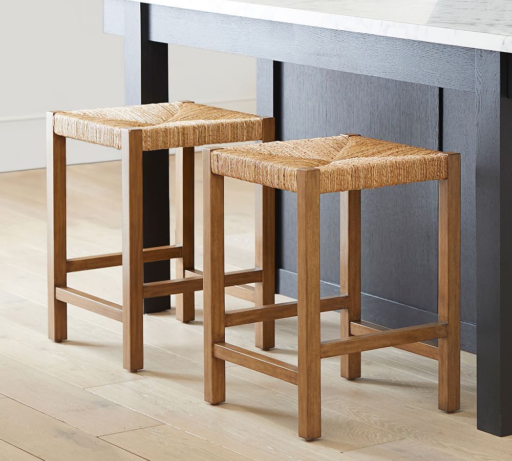 Malibu Woven Backless Bar &amp; Counter Stools | Pottery Barn (US)