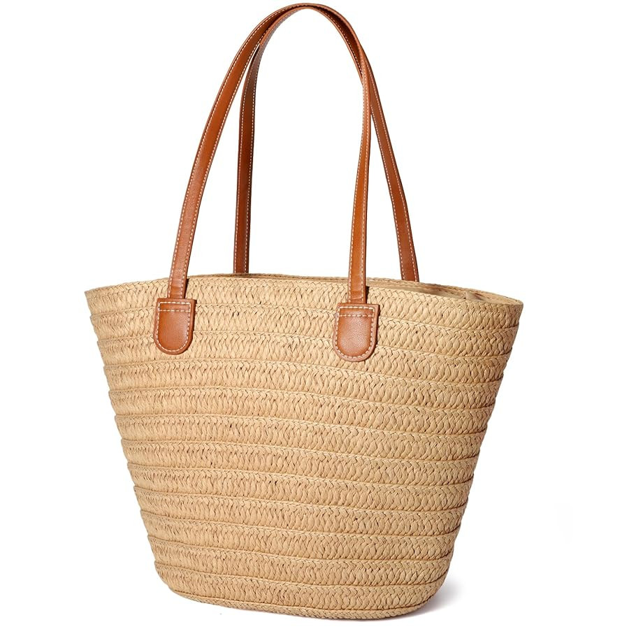 Hommtina Straw Beach Bag - Womens Crossbody Shoulder Vacation Purse for Summer | Amazon (US)
