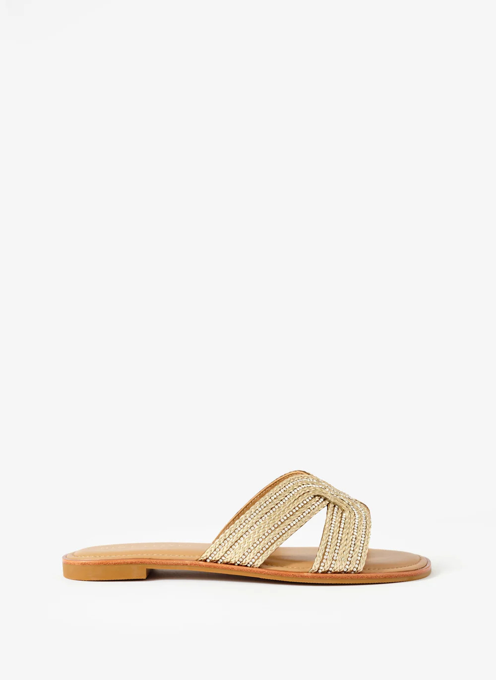 Darcy Gold Metallic Detail Sandals | Mint Velvet