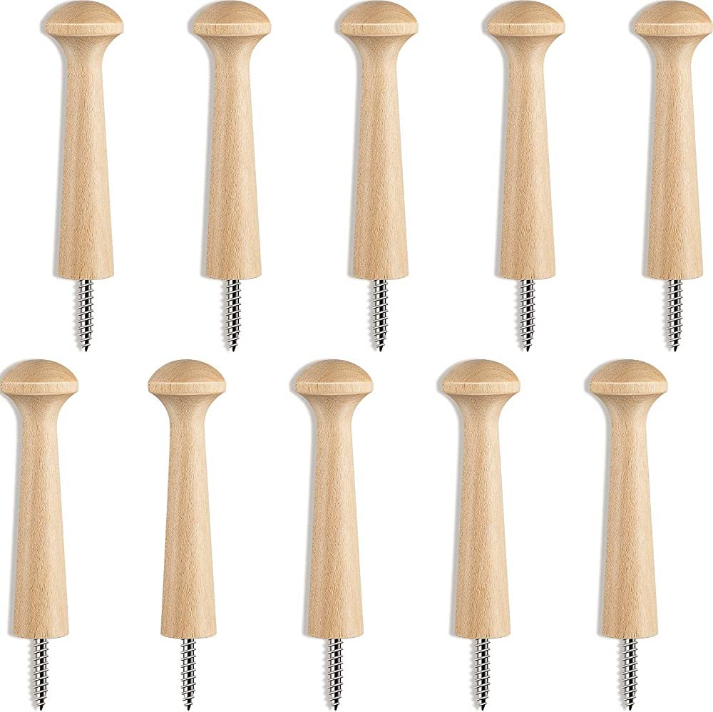 Wooden Shaker Peg Wood Screw-on Shaker Pegs 2.9 Inch Long Unfinished Wood Shaker Racks for Hangin... | Amazon (US)