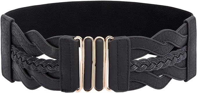 Women Vintage Elastic Belts 50s Stretchy Retro Wide Waist Cinch Belt | Amazon (US)