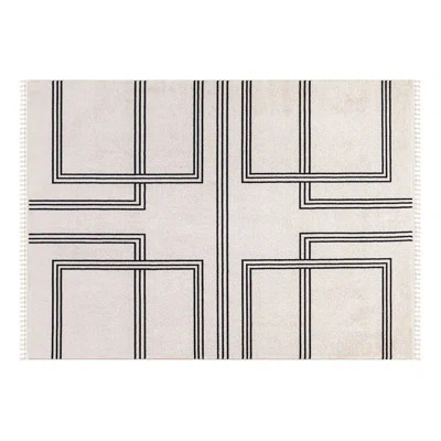 Beeliar Machine Woven Polyester Area Rug in Cream/Black | Wayfair North America