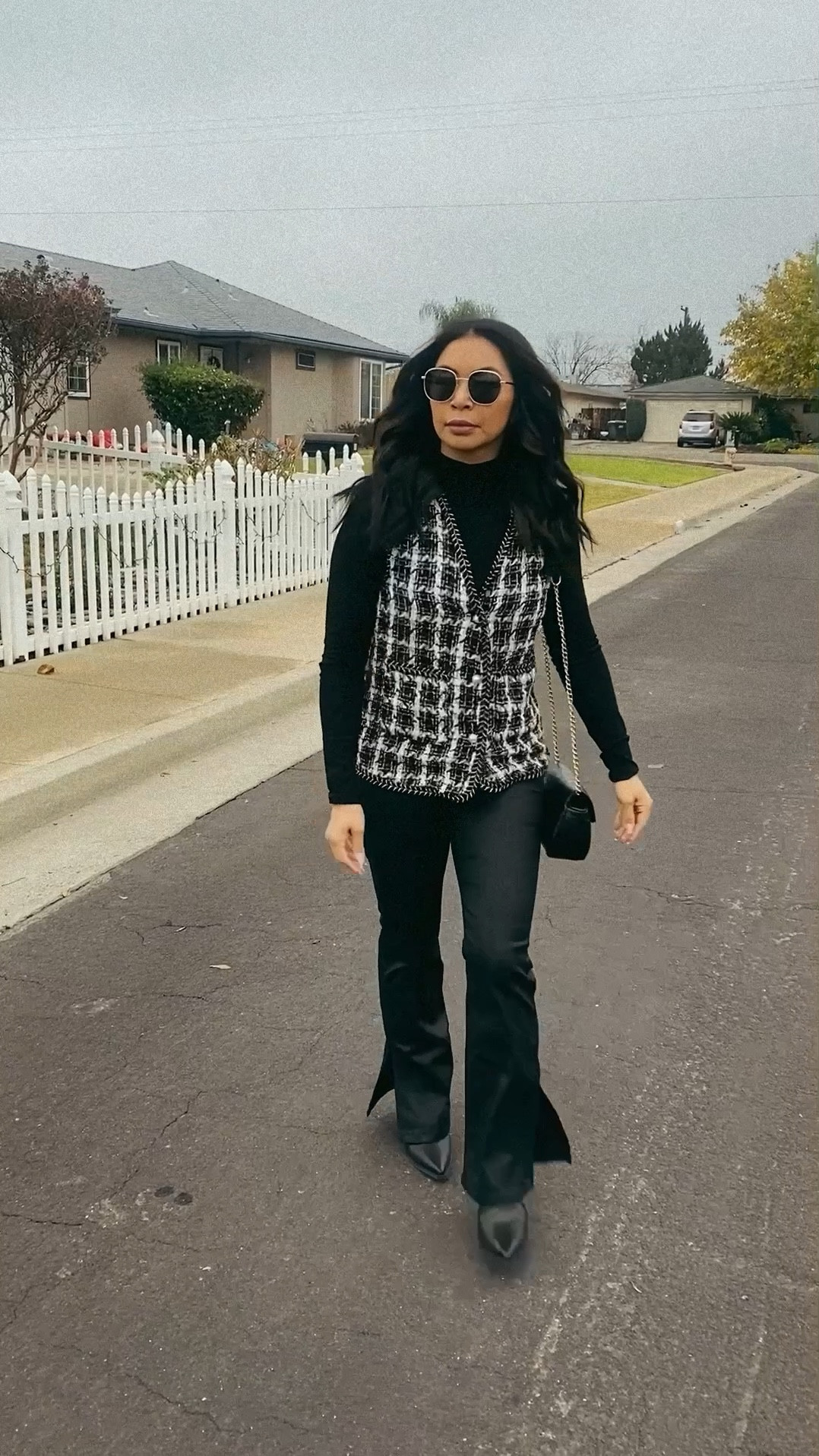 Yesterday’s outfit for wine tasting

Wearing a 27 in the pants
Medium in the mock turtleneck 
Size small tweed vest 