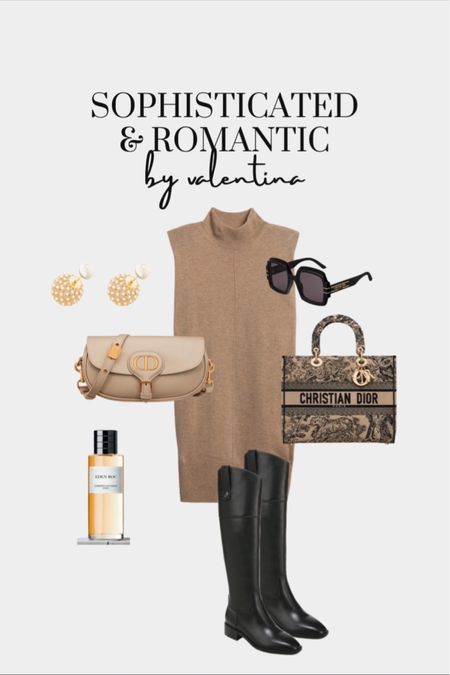 Sophisticated fashion, Romantic style, winter fashion, smart casual style, outfit inspiration, cashmere sweater dress, Christian Dior bag, Dior Sunglasses, knee high boots, Dior fragrance 

#LTKstyletip #LTKSeasonal #LTKeurope