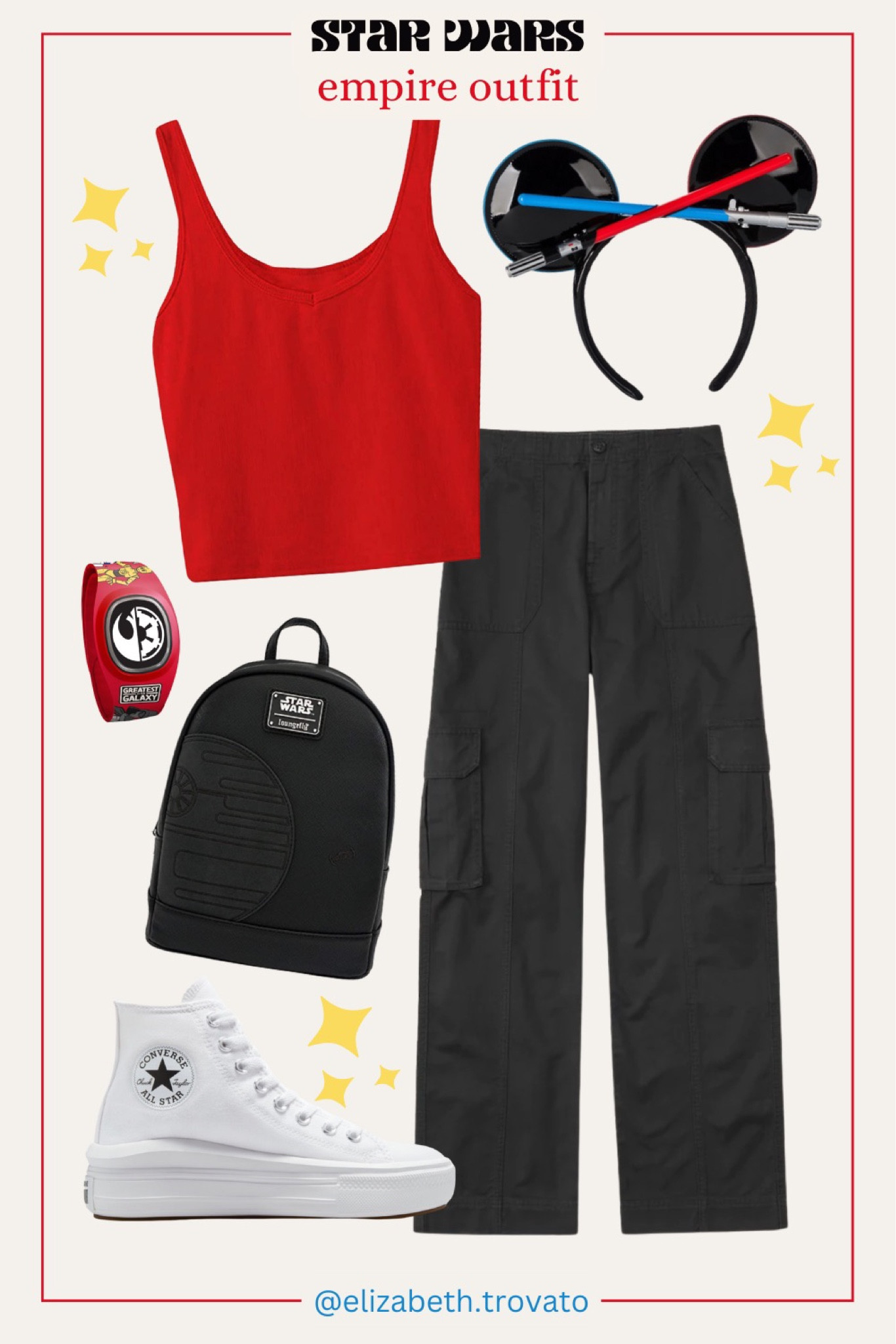 Star Wars Galaxies Edge Outfit ✨

Are you light or dark side? I love an empire look for galaxies edge! You can easily swap the tank to the blue color and make this a rebels look! Cargo pants complete this look and comfortable for the Disney parks! 

#starwarsstyle #starwarsoutfit #galaxiesedge #disneystyle #disneyoutfit #disneyworld

#LTKtravel #LTKunder50 #LTKFind